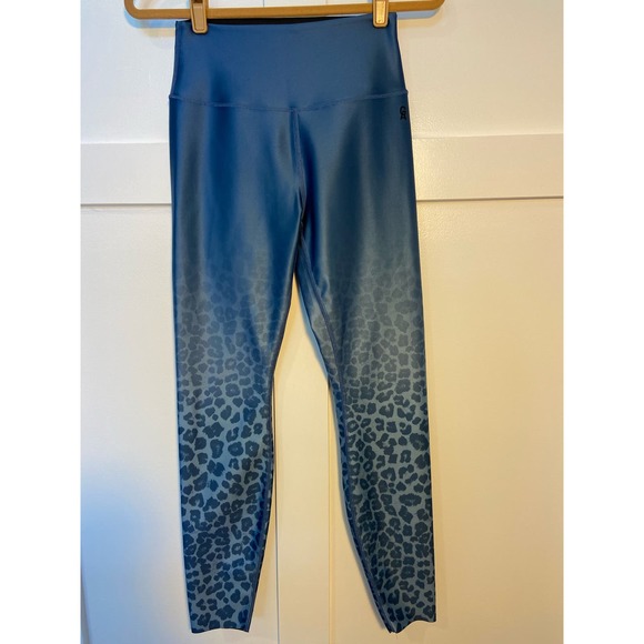 Good American Tonal Ombré Leggings - Sky Blue Leopard Print - Size 2 * WJ18 - Picture 4 of 8